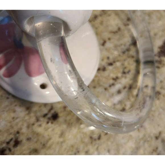 Vintage Flower Pink Blue Ceramic Porcelain Bathroom Towel Holder Clear Ring - Picture 5 of 12